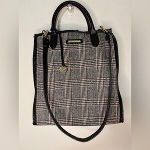 Brahmin Monique Multi Highland Genuine Leather Wool Plaid Tote